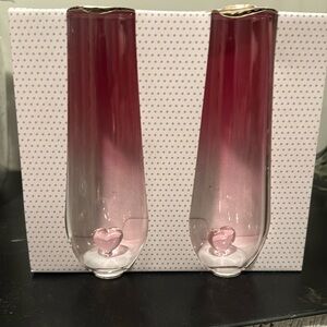NEW VHTF Cupcakes And Cashmere 3D Heart Ombré Pink Champagne Flutes Set Of 2